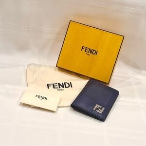 Fendi Navy Leather Card Holder